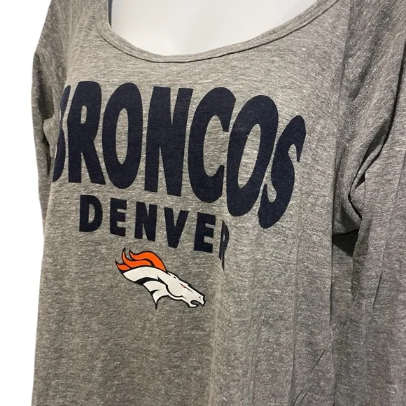 NFL TEAM APPAREL DENVER BRONCOS Womens Grey Long Sleeve TShirt Size XL - Picture 4 of 10